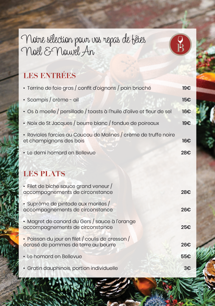 Repas de fêtes 2025 à emporter