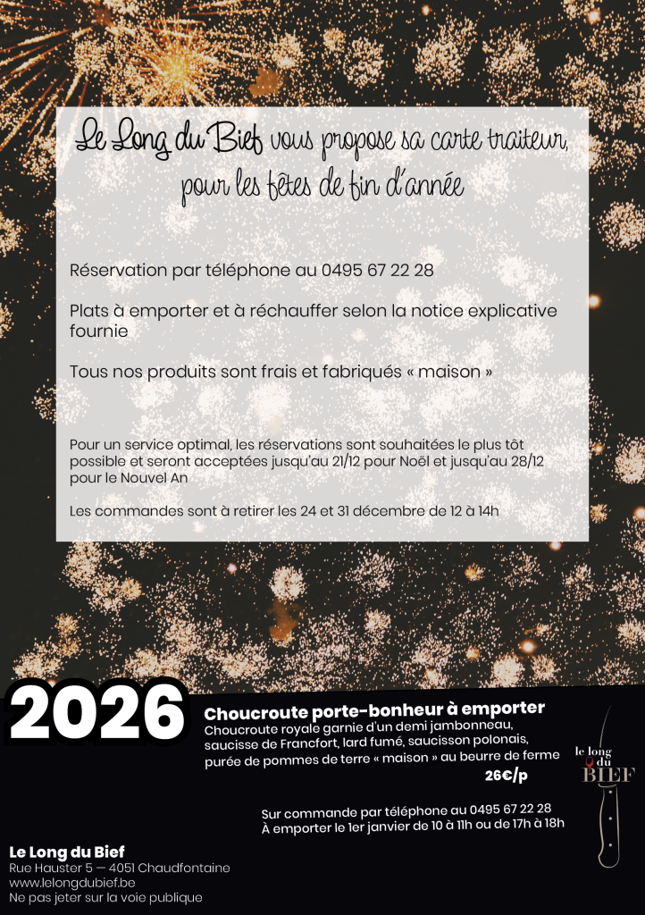 Repas de fêtes 2025 à emporter